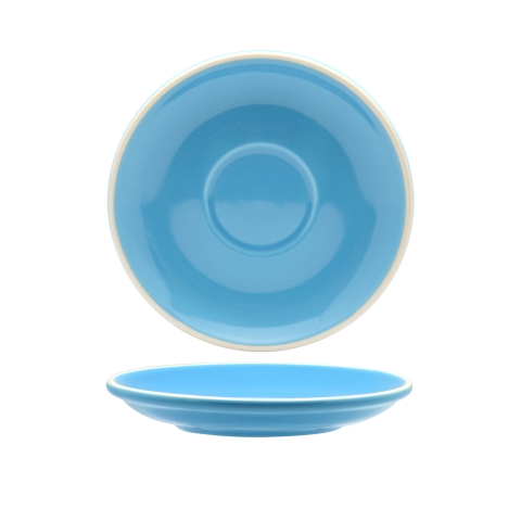 Rockingham Sky Blue Long Black / Flat White Saucer 14cm Box6