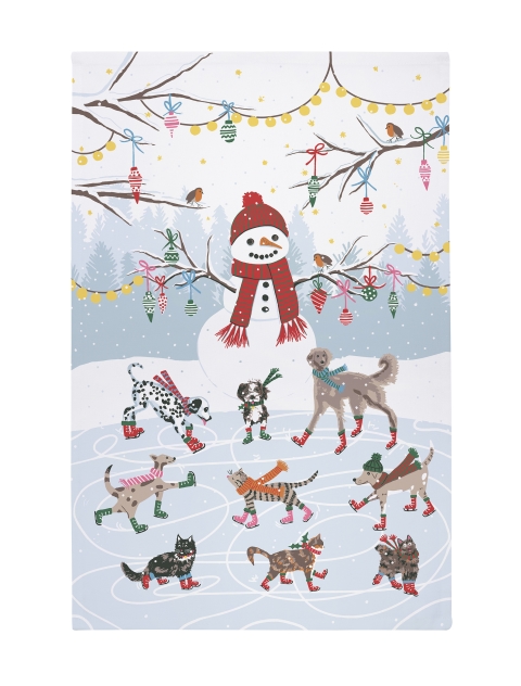 Ulster Weavers Ice Skating Animals Cotton Tea Towel