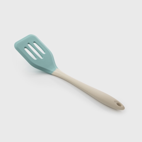 Taylors Silicone Slotted Turner 28cm - Buttermilk/Turquoise