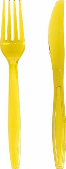 Duni Cutlery Packs - BBQ Yellow Line - 20PK