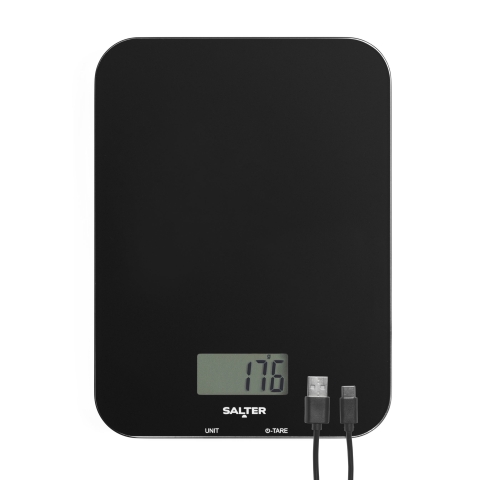 Salter Black Rechargeable Electronic Kitchen Scale SA00597