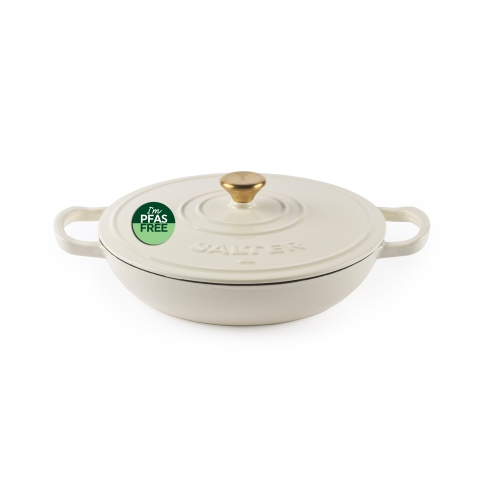 Salter Chester 30cm Shallow Cast Iron Casserole Pot – Cream