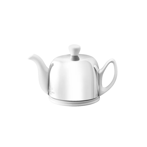 Degrenne Salam Classique White Teapot 2 Cups Mirror Cloche