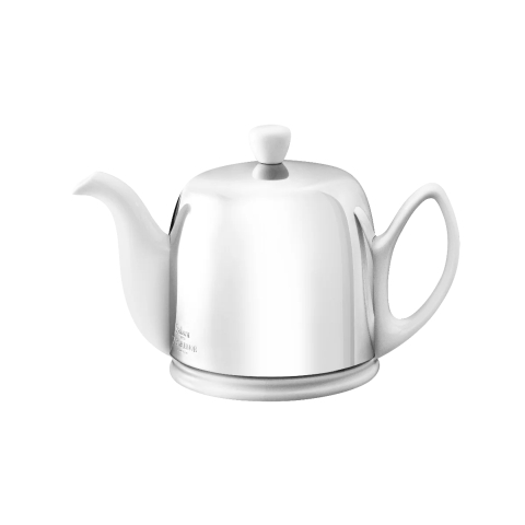 Degrenne Salam Classique White Teapot 4 Cups Mirror Cloche