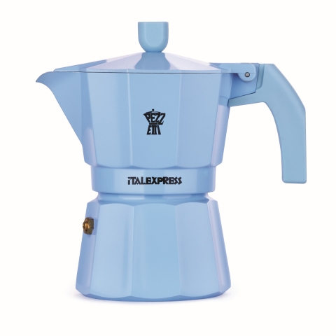 Pezzetti Italexpress Pastel Light Blue Alum. Coffee Maker 3C