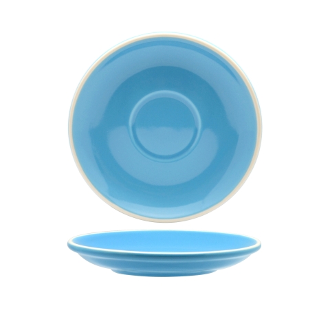 Rockingham Sky Blue Long Black / Flat White Saucer