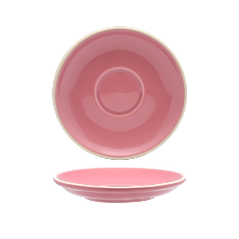 Rockingham Pink Long Black / Flat White Saucer 14cm